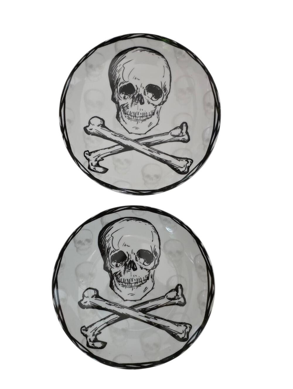 222 Fifth Skull & Crossbones Set of 2 Salad Plates 9"